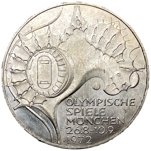 1972 German Silver 10 Mark; Olympics Ch BU