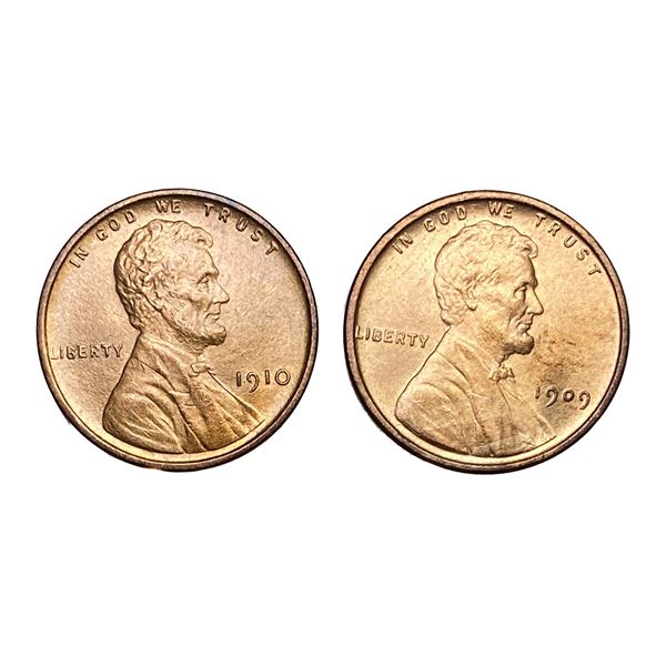 1909 VDB, 1910 RD GEM BU Lincoln Wheat Cent Lot [2 Coins]