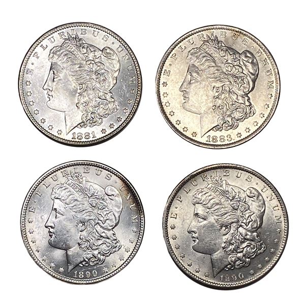 1881-1890 GEM BU Morgan Silver Dollar Lot [4 Coins]