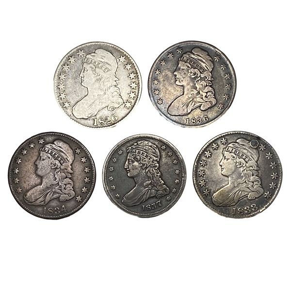 1826-1837 Capped Bust Half Dollar Lot [5 Coins]