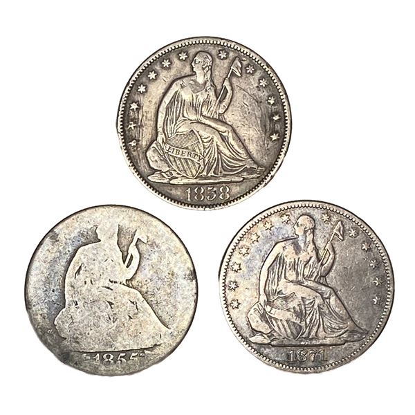 1855-1871 Seated liberty Half Dollar Lot [3 Coins]
