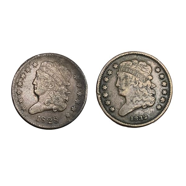 1828,1832 Classic Head Half Cent Lot [2 Coins]