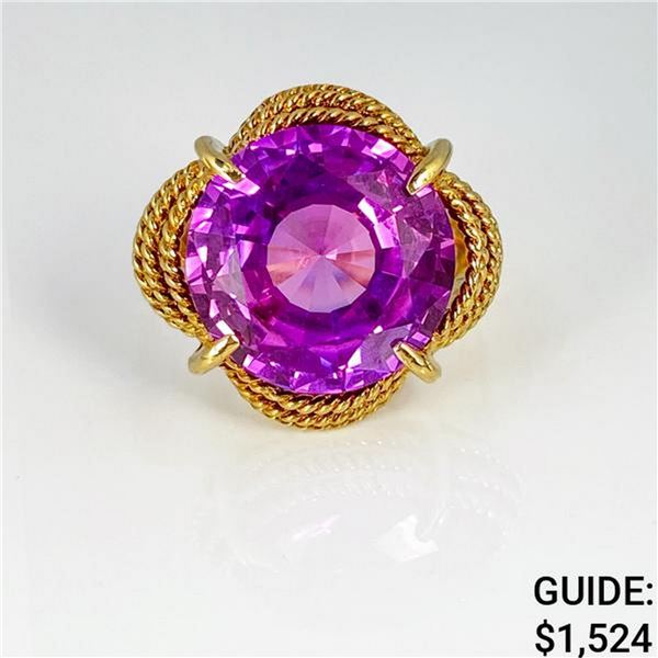 10K yg 15 Carat Pink Tourmoline Ring Size 6.5