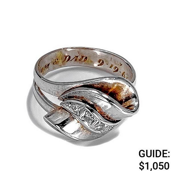 14k wg Rhodium Plated Diamond Ring-Size 6.5 (6.9g)