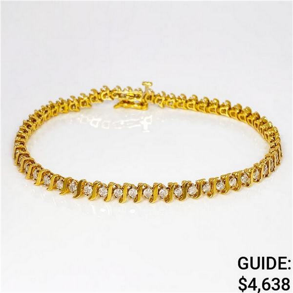 14k yg 8g 7 inch Diamond Line Tennis Bracelet
