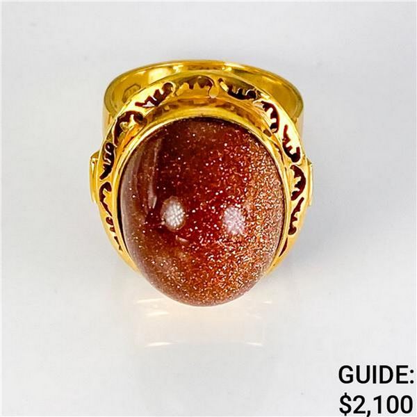 18k Yellow Gold Sandstone Ring-Size 6 (11.2g/13.5mm)