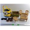 Image 1 : Minion Basket, Miniature Wicker Furniture, Sunglasses and Basket