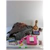 Image 1 : Drapes, Bathroom Mat, Various Toys, Liquor Decanter, Flask and Misc