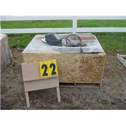 PALLET W/WELDING RODS/WELDER/HELMET/MISC