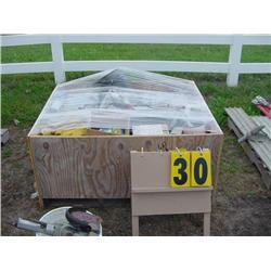PALLET W/HARDWARE/SAWBLADES/TAR REMOVER