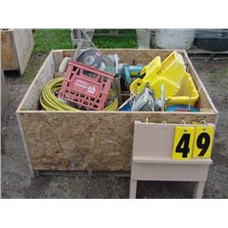 MOP BUCKET/CHOP SAW/GRINDING WHEELS/AIR HOSE/MISC
