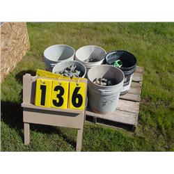 5 BUCKETS OF CLAMPS/MISC