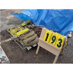PALLET W/STRAPS & BINDERS