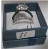 Image 1 : WEDDING & ENGAGEMENT SILVER TONE RING SET (SIZE 7.5)