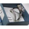 Image 2 : WEDDING & ENGAGEMENT SILVER TONE RING SET (SIZE 7.5)