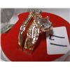 Image 2 : GOLDTONE WITH STONES WEDDING & ENGAGEMENT RING SET (SIZE 6.5)