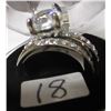 Image 1 : SILVERTONE ENGAGEMENT & WEDDING RING SET C/W ASSORTED STONES (SIZE 6.5)