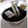 Image 3 : SILVERTONE ENGAGEMENT & WEDDING RING SET C/W ASSORTED STONES (SIZE 6.5)