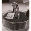 Image 1 : SILVERTONE WITH ASSORTED STONES ENGAGEMENT & WEDDING RING SET (SIZE 7.25)