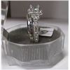 Image 3 : SILVERTONE WITH ASSORTED STONES ENGAGEMENT & WEDDING RING SET (SIZE 7.25)