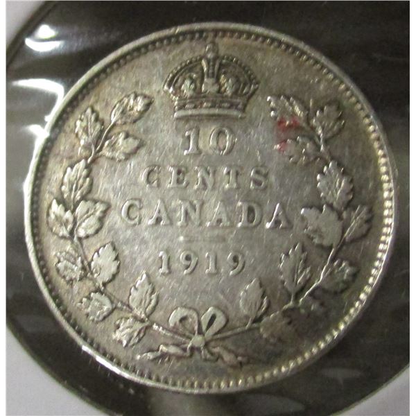1919 KING GEORGE V CANADA SILVER DIME