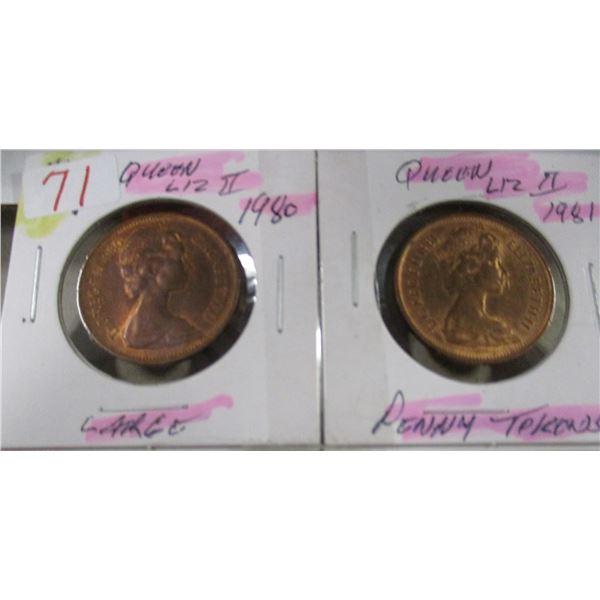 1980 - 1981 UNCIRCULATED NEW PENCE COINS