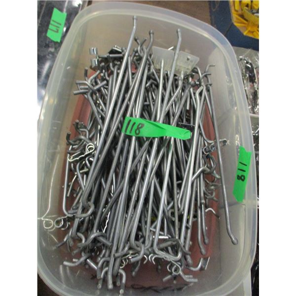 ESTATE:  PLASTIC CONTAINER C/W VARIOUS PEG BOARD HOOKS