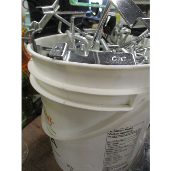 ESTATE:  PAIL C/W PEG BOARD HOOKS