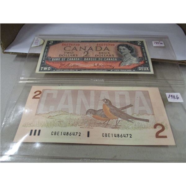 1954 - 1986 BIRD SERIES LAST OF CANADA $2 BILLS