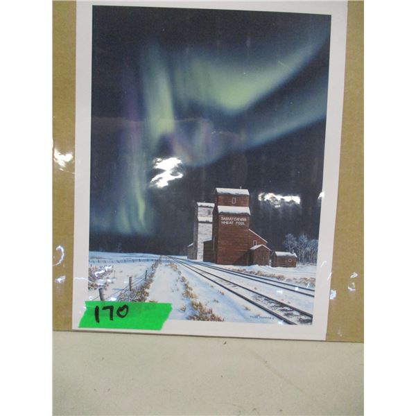 ESTATE:  UNFRAMED PICTURE OF GRAIN ELEVATORS BY THOMPSON