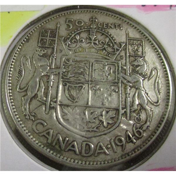 1946 KING GEORGE VI CANADA SILVER HALF DOLLAR