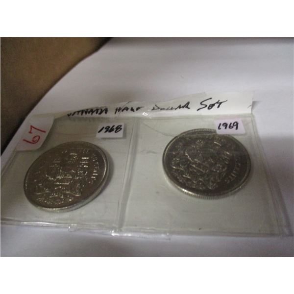 1968 - 1969 UNCIRCULATED CANADA HALF DOLLARS