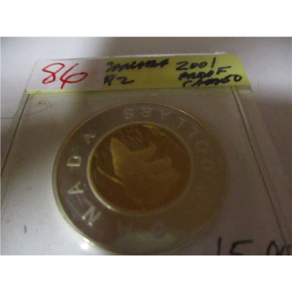 2001 PROOF CAMEO CANADA $2 COIN
