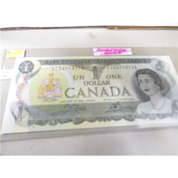 1973 REVERSE SERIAL NUMBER BANK OF CANADA LAST $1 BILL