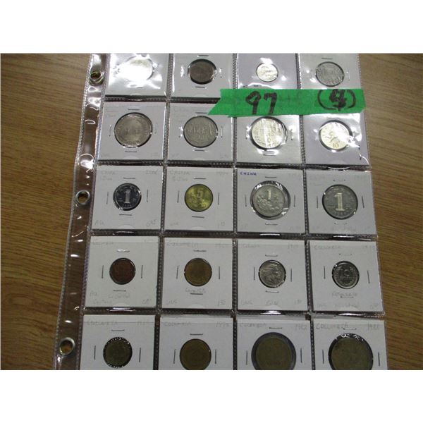 ASSORTED FOREIGN COINS - 4 SHEETS
