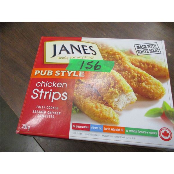 FROZEN:  JANE'S FULLY COOKED CHICKEN PUB STYLE STRIPS (700G) - BOX