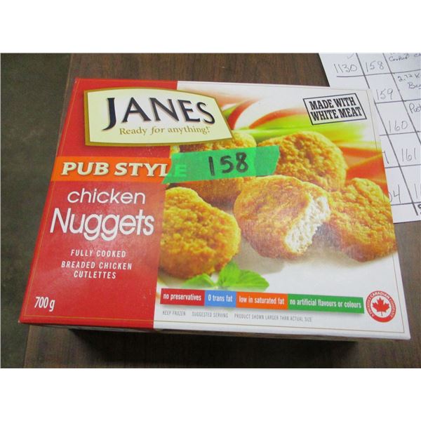 FROZEN:  JANE'S FULLY COOKED CHICKEN NUGGETS (700G) - BOX