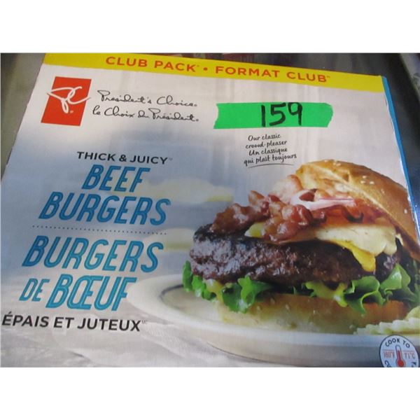 FROZEN:  BEEF BURGERS (2.72 KG) - BOX