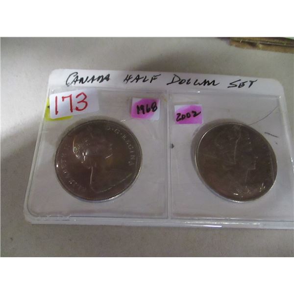 1968 - 2002 CANADA HALF DOLLAR SET (2 DIFFERENT CROWNS)