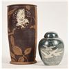 Image 1 : Hand Spun Bird Vase & Metal Bird Pattern Container [197103]