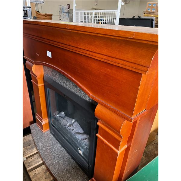 Electric Fireplace & Wooden Desk