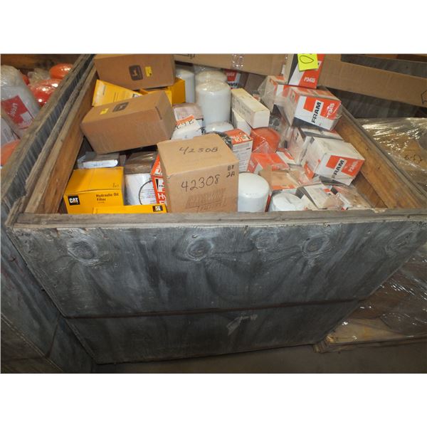 Crate Of Assorted Oil Filters