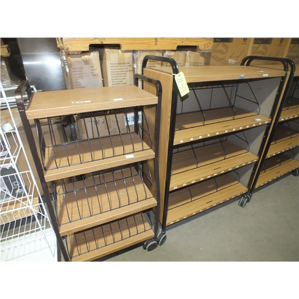 4 Brown Carts On Wheels