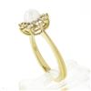 Image 7 : NEW Classic 18k Yellow Gold 5.25mm Pearl .40 ctw Round Diamond Flower Cluster Ri