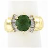 14k Yellow Gold Oval Prong Peridot Tapered Baguette Diamond Side Engagement Ring