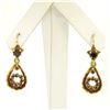 Vintage 18K Yellow Gold 1.0 ctw Pear Shape Garnet Dangle Drop Lever Back Earring