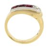 Image 8 : Maurice Tishman Retro 14K Gold & Platinum Diamond & Ruby Buckle Style Band Ring