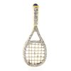 Vintage 14k Yellow Gold 1.50 ctw Pave Diamond Sapphire Large Tennis Racket Penda