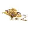 Image 6 : Antique Etruscan Revival 14k Gold Rhodolite Garnet Floral Repousse Work Brooch