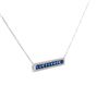 Image 2 : Fashion Blue Sapphire & Diamond Rectangular Halo Necklace